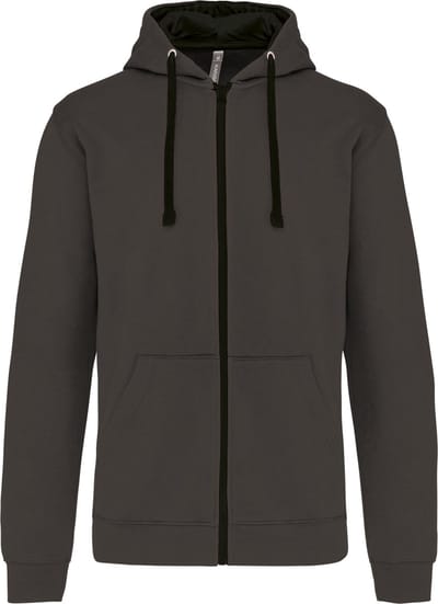 Kariban Herensweater met rits en capuchon in contrasterende kleur K466 - Dark Grey / Black - XS