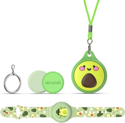 Beschermhoes Set - Tracker Accessoires - Voorwerpen Volgen - Huidvriendelijk Siliconen - Complete Set - Avocado Cartoon