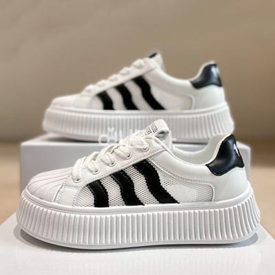 Mesh Ademend Bovenwerk Hoofd Kleine Witte Schoenen Kinderen Zomer Nieuw Damesschoenen Studenten Veelzijdige Platform Sport Board Schoenen 40 wit