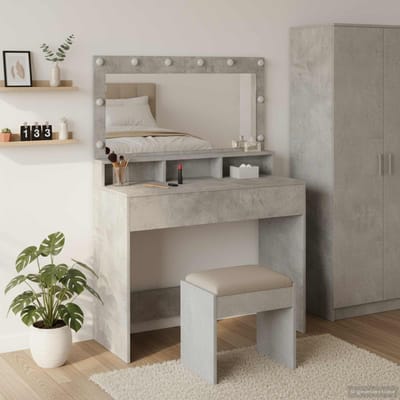 vidaXL - Kaptafel - Beton - Grijs - 100 - x - 41 - x - 135 - cm - Bewerkt - hout