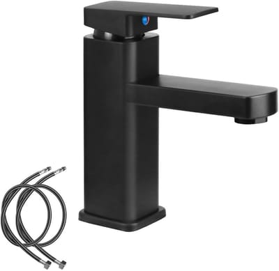Zwarte Bidet Mengkraan voor Badkamer, met Warm en Koud Water, Inclusief Twee Slangen voor WC Gebruik