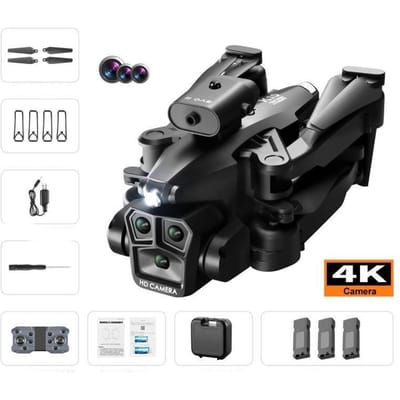 Nieuwe K10 MAX Luchtfotografie 4K Drone Obstakel vermijden Drie-camera Afstandsbediening Vliegtuigen Optische stroom Quadcopter Speelgoed Cadeau 3 battery