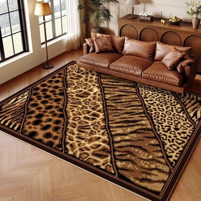 Luxe Stijlvolle Dierenprint Tapijttegel Tijger Zebra Luipaard Vloerkleed Bruin Zwart Goud Woonkamer Bankgedeelte Huisdecoratie Modern Tapijt 80X120CM