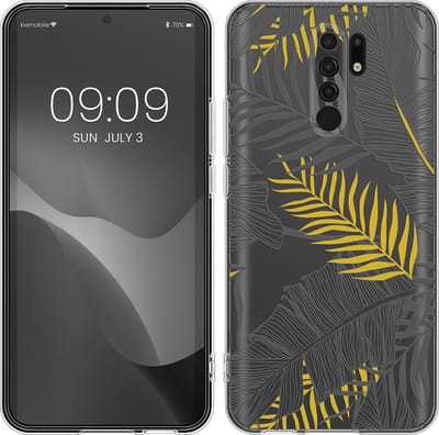 kwmobile telefoonhoesje geschikt voor Xiaomi Redmi 9 - Hoesje voor smartphone in geel / grijs / transparant - Jungle design