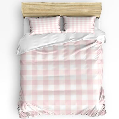 3-delige beddengoedset roze geruite huistextiel dekbedovertrek kussensloop jongen kind tiener meisje beddengoedset 140x200cm 3pcs