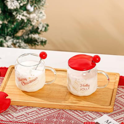 Creatief Kerstglas Hoge Borosilicaatglas Waterbeker Hoge Waarde Mok Kleine Frisse Beker Souvenir Cadeau 580ML white