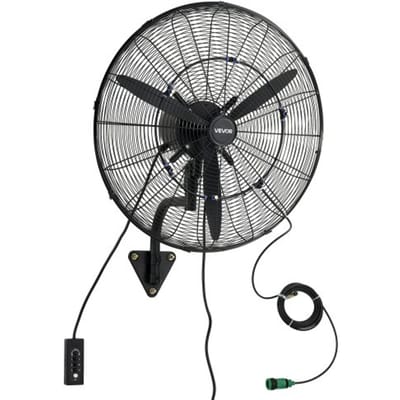 VEVOR 110W Industriële Wandventilator 67cm, 7m/s Oscillerende Wandventilator met 3 Miststanden & Verstelbare Kantelhoek, Commerciële Industriële Ventilator voor Werkplaats, Garage, Magazijn, Sportschool, Zwart