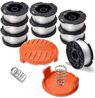 Grastrimmer draad - Maaiaccessoires - Spoel van draadtrimmer vervangingsdraad AF-100-3ZP - geschikt voor Black & Decker bosmaaier Ø 1,65 mm lengte 9,1 m - Set van 8 spoelen + 2 hoes