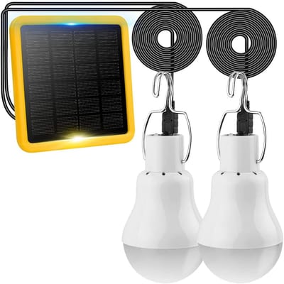 Set van 2 Draagbare LED Lampen op Zonne-energie met Zonnepaneel en Oplaadkabel