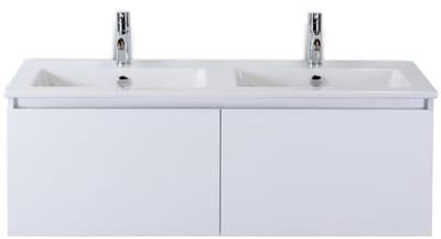 Frozen Badmeubelset 120 cm - Greeplijst in Kleur - Wit Hoogglans - Keramische Wastafel Wit Dubbel 2 Kraangaten