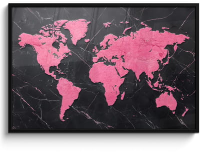 Poster in lijst - Fotolijst 120x80 cm - Posters - Wereldkaart - Roze - Marmer - Posterlijst zwart - Decoratie - Wanddecoratie woonkamer - Muurdecoratie slaapkamer