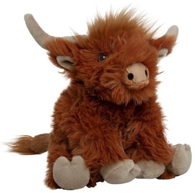 Nature Planet Knuffeldier Schotse hooglander koe - pluche - bruin - 17 cm - boerderijdieren