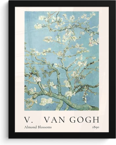 Poster in lijst - Fotolijst 30x40 cm - Posters - Vincent van Gogh - Almond Blossoms - Kunst - Oude meesters - Amandelbloesem - Posterlijst zwart - Decoratie - Wanddecoratie woonkamer - Muurdecoratie slaapkamer