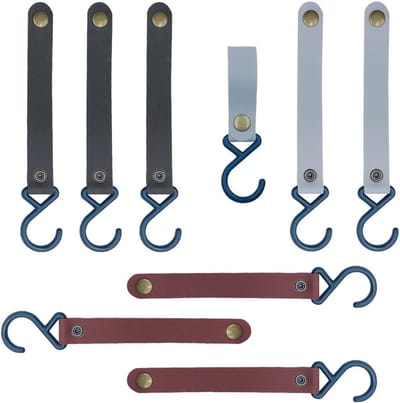 Multifunctionele S Haak Set van 9 Stuks, Ideaal voor Camping, Keuken en Badkamer, Met Leerachtige Handgrepen en Kleurvariaties