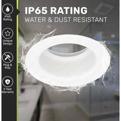 HOFTRONIC Set van 6 Rio - LED Inbouwspots - Armatuur - Diameter 85mm - GU10 Fitting incl. lamphouder - IP65 voor badkamer en buiten - Rond - Wit