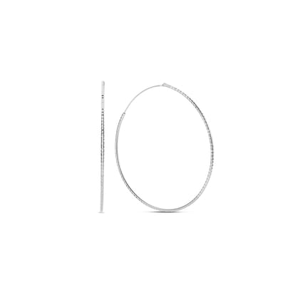 New Bling 9NB-0987 Zilveren Oorringen - Dames - Gediamanteerd - 25 mm Doorsnee - 1,36 mm Dikte - Rhodium - Zilver