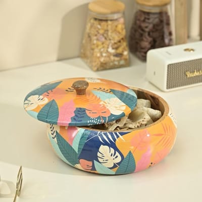 Roti Braadpan - Hete Pot Dabba - Rotis Serveren - Handgemaakt Massief Hout - 22.4 x 22.4 x 10.9 cm