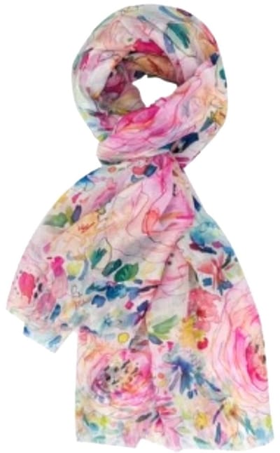 Dunne Sjaal - Print - (21251#) - Geel/Ecru