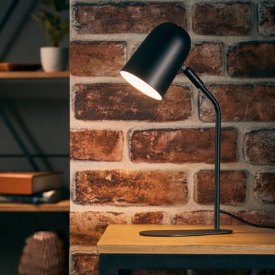 Brilliant Tong tafellamp, zwart, hoogte 38 cm, metaal