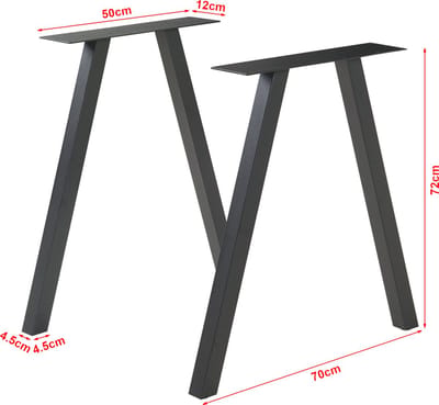 Stalen onderstel Heustreu set van 2 tafelpoot 72x70 cm zwart [en.casa]