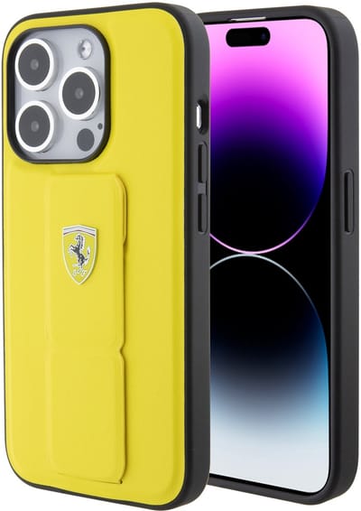 Ferrari Back Cover - Voor Apple iPhone 15 Pro - Geel - Slanke pasvorm - Bescherming voor camera & hoeken