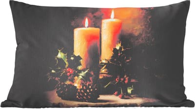 Sierkussens - Kussentjes Woonkamer - 60x40 cm - Kaarslicht - Kerst - Veelkleurig