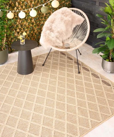 Buitenkleed ruit - Retreat beige 80x150