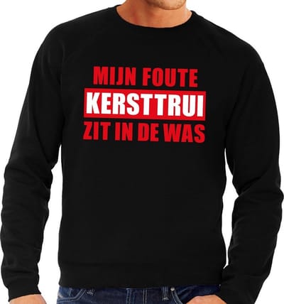 Bellatio Decorations Foute kersttrui - sweater - zwart - Mijn Foute Kersttrui Zit In De Was - voor heren S