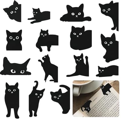 Schattige kattenmagneten, 15 stuks, boekenleggers voor kinderen, cadeau voor boekenliefhebbers en leraren