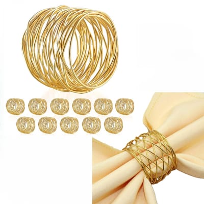 12 Stuks Servet ringen - Servetringen – Servetgespen - Tafeldecoratie - Servet ringen tafeldecoratie - Gouden servetringen - servet ringen goud - Bruiloft Decoratie - Tafel Accessoire - Bruiloft Decoratie – Tafelversiering - LOUZIR