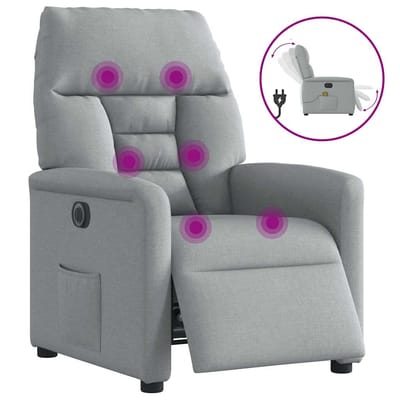 vidaXL - Massagestoel - elektrisch - verstelbaar - stof - lichtgrijs