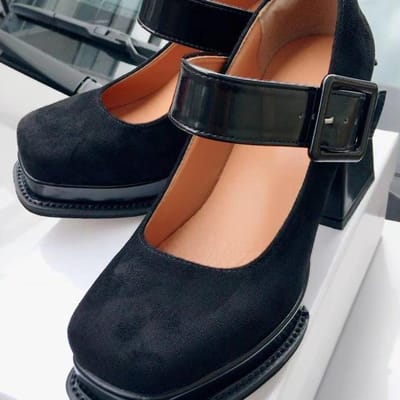 Platform Stiletto Hakken Mary Janes Hakken Schoenen Vrouwen Lakleer Dik Vierkante Neus Gesp Goth Vrouwen Pumps Hak Op Schoenen 40