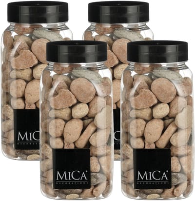 Mica Decorations decoratie stenen - 4x - groot - 650ml - roestbruin mix - hobby steentjes - sier stenen