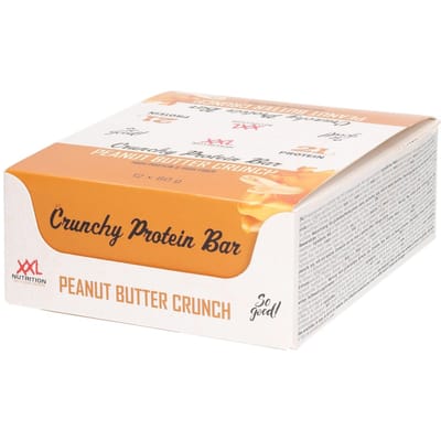 XXL Nutrition - Crunchy Protein Bar - 21 gram Eiwit - Eiwitreep, Proteine Repen, Fitness Snack - Diverse Smaken - 12 Pack - Peanut Butter Crunch