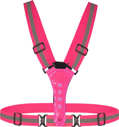 Scoby - Hardloopvest - Hardloopverlichting - Rode Verlichting - Veiligheid - Accessoires - LED - Running Vest - Roze