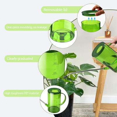 Praktische gieter voor kamerplanten met lange hals - 1 liter, ideaal voor bloemen en vetplanten, met sproeifunctie en handig ontwerp voor binnengebruik