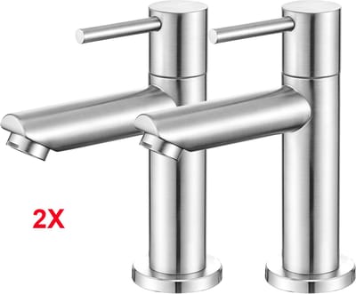 CECIPA max Koudwater Wastafelkraan - (2 Set) - Koud Badkamerkraan - RVS - Wastafel kraan - Badkamer Kraan - Roestvrij staal - Waterbesparend