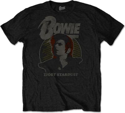 David Bowie Heren Tshirt -S- Vintage Ziggy Zwart