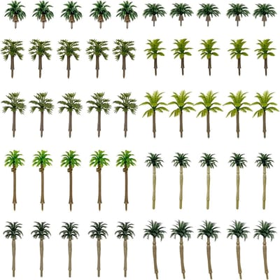 50 Stuks Groene Kokosnootbomen voor Modelbouw, Decoratie, Diorama en Landschapsontwerp