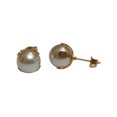 Aramat Jewels | Oorbellen | Goudkleurige Stalen Parel Oorbellen 9mm | | | |9mm | Staal | Kinderen, Volwassenen | Verkleurd niet