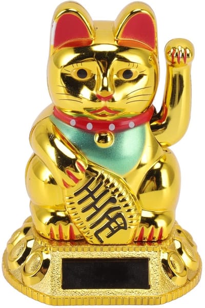 Dailygoods - Gouden Zonne-Energie Zwaaiende Arm Lucky Cat - Feng Shui Gelukskat - Metallic - Decoratie Thuis Auto - Rijkdom Welvaart - Geluk