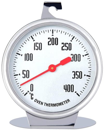 Oventhermometer 0-400°C - Roestvrij staal Oven Thermometer - wijzerplaat keuken koken Thermometer - Grill Thermometer met haak voor Home（zilver）