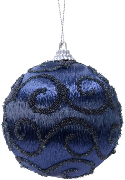 KAEMING B.V. - Kerstbal middernachtblauw 8 cm met pailletten