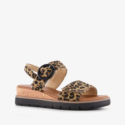 Marco Tozzi dames sandalen panterprint bruin zwart - Maat 38
