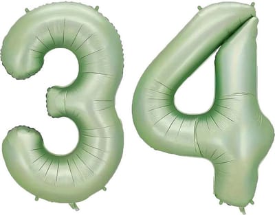Cijfer Ballonnen Ballon Cijfer 34 Verjaardag Versiering Feest Helium Ballonnen Cijferballon Folieballon Groen Xl Formaat