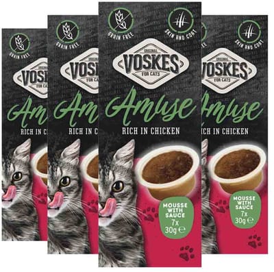 Voskes Kattensnack Mousse Kip in Saus - 4 x 7x30 gr - Voordeelverpakking