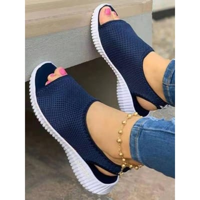 Zomer Damesschoenen Mesh Vissen Platform Schoenen Dames Gesloten Teen Wedge Sandalen Dames Licht Casual Sandalen Zapatillas Muje 36