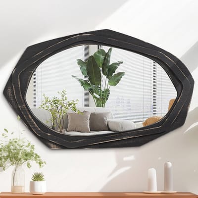 Grote Asymmetrische Wandspiegel van 70 x 45 cm, Rustiek Design, Decoratief voor Badkamer, Slaapkamer en Woonkamer