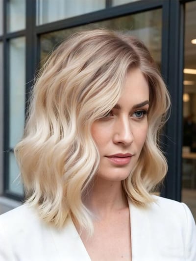Dailygoods- Pruik Ombre Platinablonde - Krullende Golvende Bobpruik - Hittebestendig - Synthetische Pruik - Gelaagd - Voor Dun Haar - Haarstuk