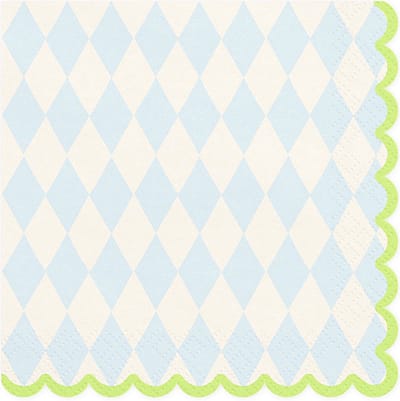 PartyDeco Servetten Blauw/wit geruit (20 st 33 x 33 cm)